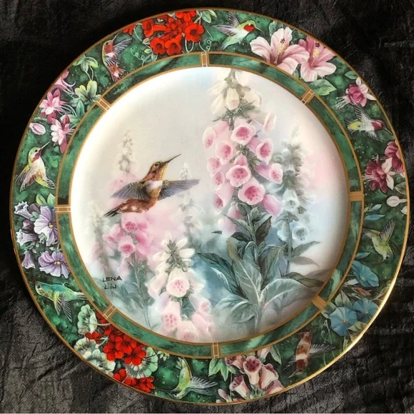 Collectible Decorative Plates: Lena Liu’s Hummingbird Treasury Set of 6 - Picture 5 of 17